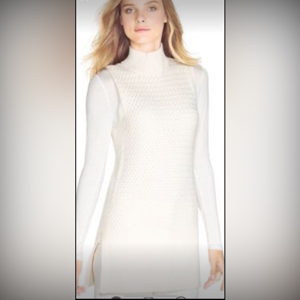 WHBM Sleeveless Mock Neck Cream Colored Tabard